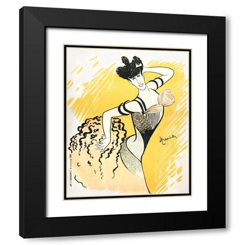 Louise Balthy at the Folies-Bergeres Black Modern Wood Framed Art Print with Double Matting by Cappiello, Leonetto