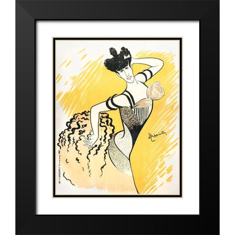 Louise Balthy at the Folies-Bergeres Black Modern Wood Framed Art Print with Double Matting by Cappiello, Leonetto