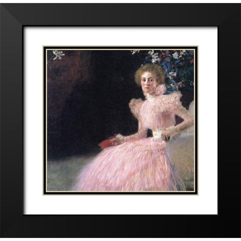 Bildnis Sonja Knips Black Modern Wood Framed Art Print with Double Matting by Klimt, Gustav