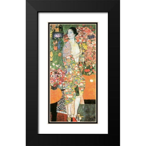 The Dancer Black Modern Wood Framed Art Print with Double Matting by Klimt, Gustav
