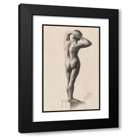 Male Nude Black Modern Wood Framed Art Print with Double Matting by Klimt, Gustav