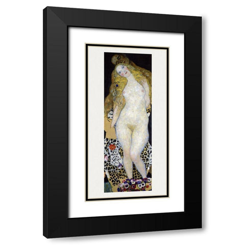 Adam and Eve Black Modern Wood Framed Art Print with Double Matting by Klimt, Gustav