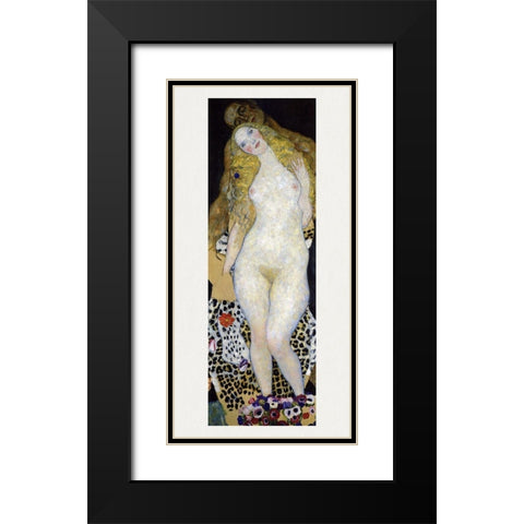 Adam and Eve Black Modern Wood Framed Art Print with Double Matting by Klimt, Gustav