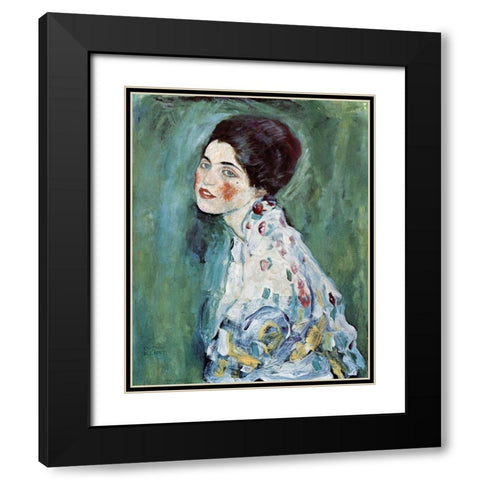 Portrait of a Lady Black Modern Wood Framed Art Print with Double Matting by Klimt, Gustav