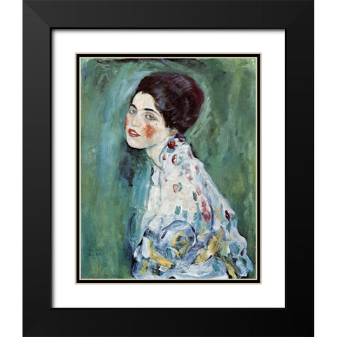 Portrait of a Lady Black Modern Wood Framed Art Print with Double Matting by Klimt, Gustav