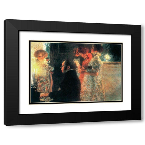 Schubert at the Piano II Black Modern Wood Framed Art Print with Double Matting by Klimt, Gustav