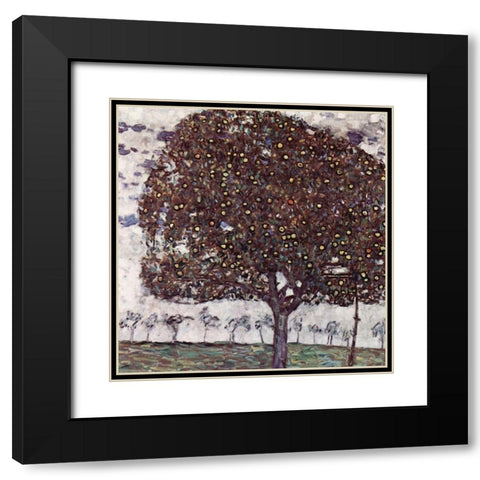 The Apple Tree Black Modern Wood Framed Art Print with Double Matting by Klimt, Gustav