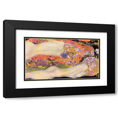 Water Serpents II Black Modern Wood Framed Art Print with Double Matting by Klimt, Gustav