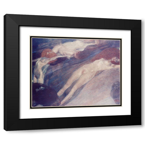 Moving water Black Modern Wood Framed Art Print with Double Matting by Klimt, Gustav