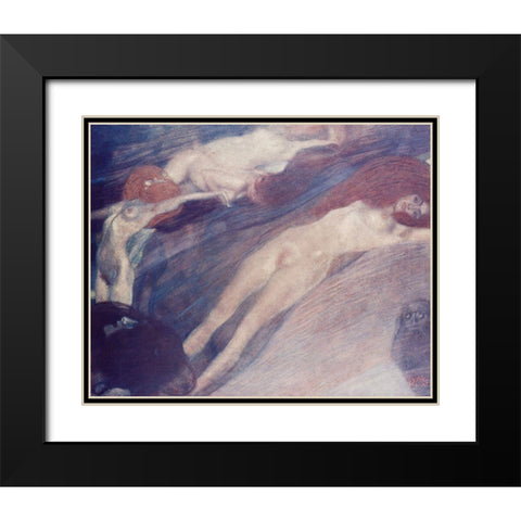 Moving water Black Modern Wood Framed Art Print with Double Matting by Klimt, Gustav