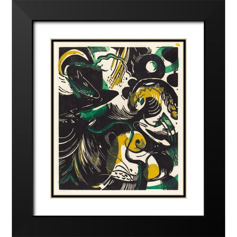Genesis IIÂ Black Modern Wood Framed Art Print with Double Matting by Marc, Franz