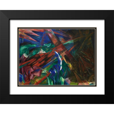 Animal fates-the trees showed their rings-the animals their veins Black Modern Wood Framed Art Print with Double Matting by Marc, Franz