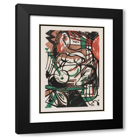 The Birth of Horses Black Modern Wood Framed Art Print with Double Matting by Marc, Franz