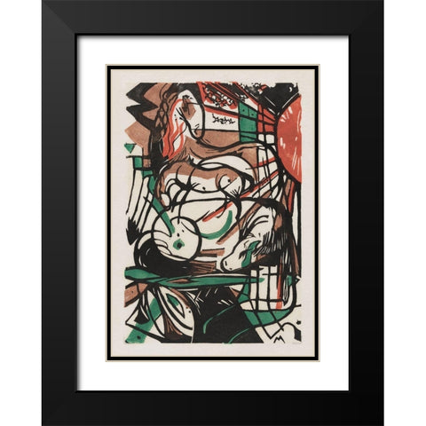 The Birth of Horses Black Modern Wood Framed Art Print with Double Matting by Marc, Franz