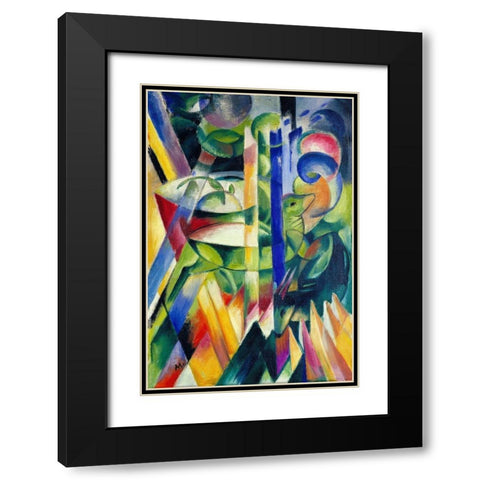 The Little Mountain Goats Black Modern Wood Framed Art Print with Double Matting by Marc, Franz