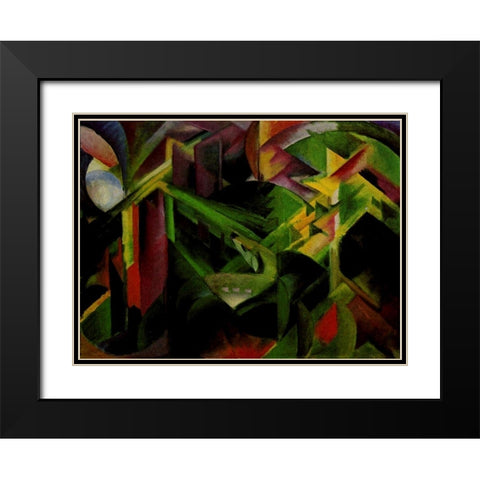 Doe in Cloister Garden Black Modern Wood Framed Art Print with Double Matting by Marc, Franz
