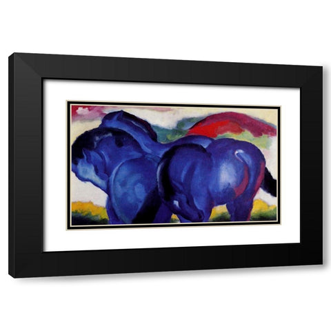 The Small Blue Horses Black Modern Wood Framed Art Print with Double Matting by Marc, Franz