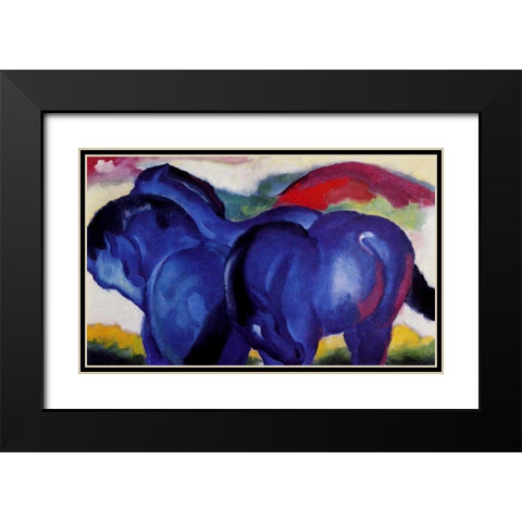 The Small Blue Horses Black Modern Wood Framed Art Print with Double Matting by Marc, Franz