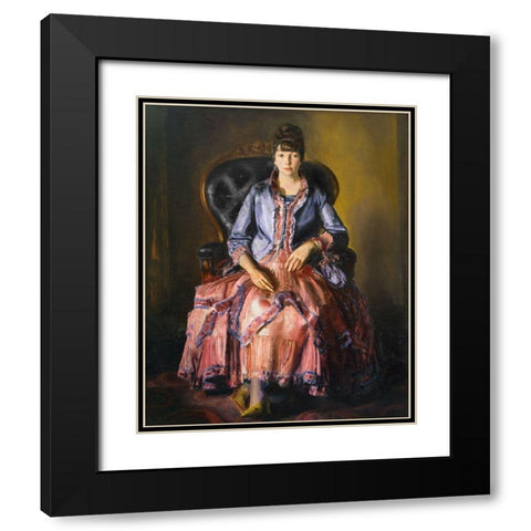 Emma in a Purple Dress Black Modern Wood Framed Art Print with Double Matting by Bellows, George