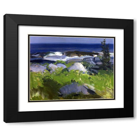 Vine Clad Shore-Monhegan Island Black Modern Wood Framed Art Print with Double Matting by Bellows, George