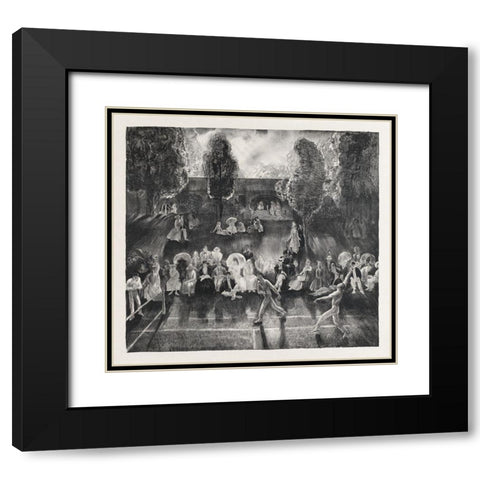 Tennis Black Modern Wood Framed Art Print with Double Matting by Bellows, George