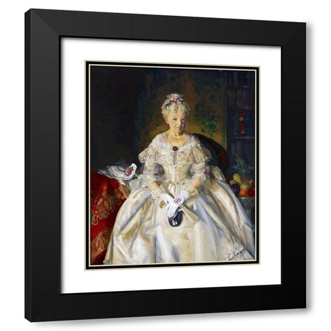 Mrs T in Cream Silk-No 2 Black Modern Wood Framed Art Print with Double Matting by Bellows, George