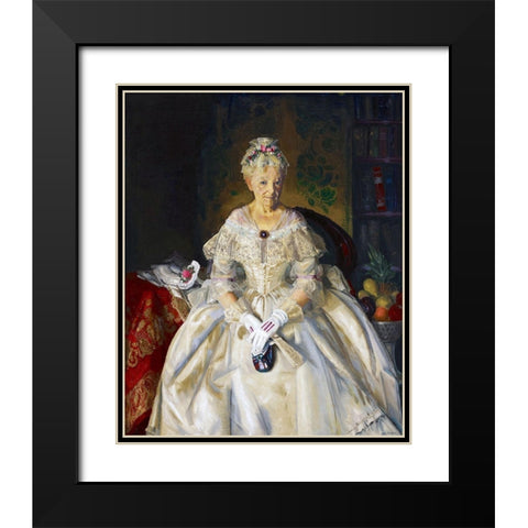 Mrs T in Cream Silk-No 2 Black Modern Wood Framed Art Print with Double Matting by Bellows, George