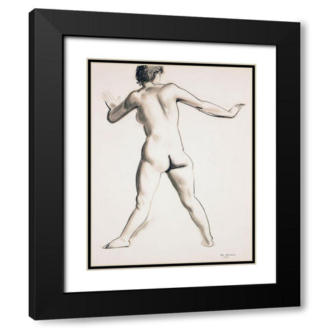 Nude Standing-Seen from Back Black Modern Wood Framed Art Print with Double Matting by Bellows, George