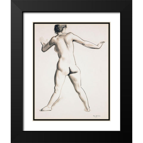 Nude Standing-Seen from Back Black Modern Wood Framed Art Print with Double Matting by Bellows, George