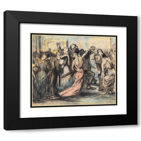 Society Ball Black Modern Wood Framed Art Print with Double Matting by Bellows, George