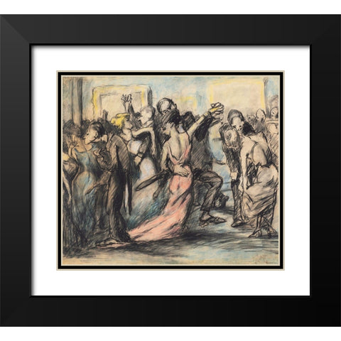 Society Ball Black Modern Wood Framed Art Print with Double Matting by Bellows, George