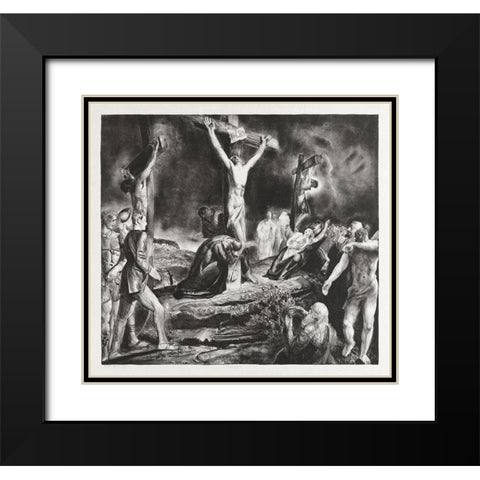 Crucifixion of Christ Black Modern Wood Framed Art Print with Double Matting by Bellows, George
