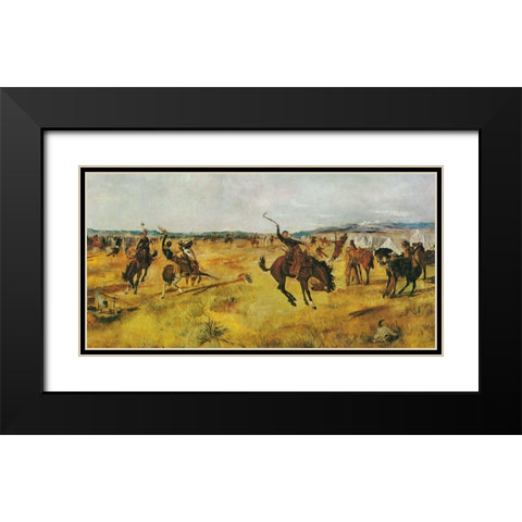 Breaking Camp Black Modern Wood Framed Art Print with Double Matting by Russell, Charles Marion