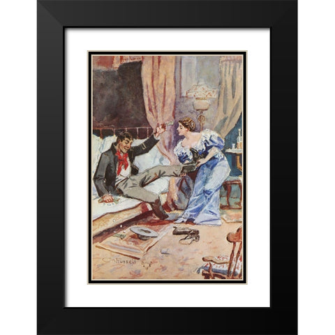 Just a Little Pleasure Black Modern Wood Framed Art Print with Double Matting by Russell, Charles Marion