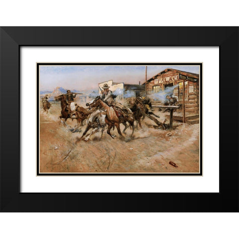 Smoke of a .45 Black Modern Wood Framed Art Print with Double Matting by Russell, Charles Marion