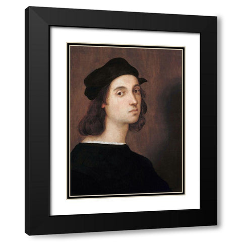 Self-portrait 1506 Black Modern Wood Framed Art Print with Double Matting by Raphael