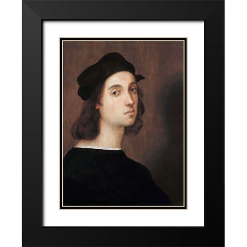 Self-portrait 1506 Black Modern Wood Framed Art Print with Double Matting by Raphael