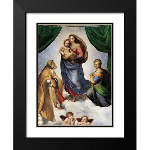 The Sistine Madonna Black Modern Wood Framed Art Print with Double Matting by Raphael