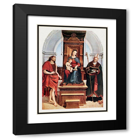 Ansidei Madonna Black Modern Wood Framed Art Print with Double Matting by Raphael