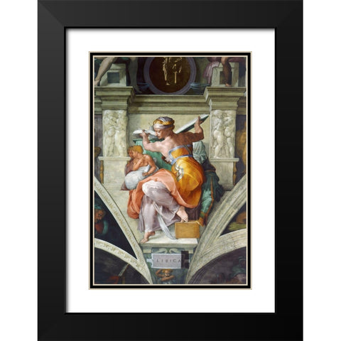 Libyan Sibyles Black Modern Wood Framed Art Print with Double Matting by Michelangelo