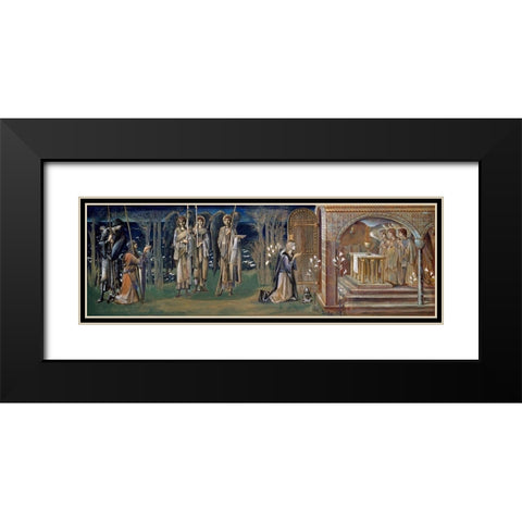 Quest for the Holy Grail-Study for The Attainment Black Modern Wood Framed Art Print with Double Matting by Burne–Jones, Edward