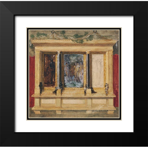 Troy Triptych-Compositional Study Black Modern Wood Framed Art Print with Double Matting by Burne–Jones, Edward