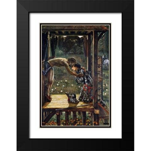 The Merciful Knight Black Modern Wood Framed Art Print with Double Matting by Burne–Jones, Edward