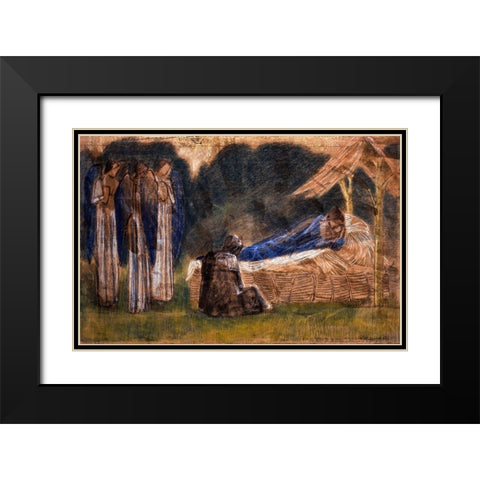 The Nativity Black Modern Wood Framed Art Print with Double Matting by Burne–Jones, Edward