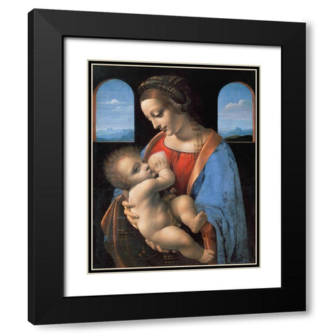 Madonna Litta Black Modern Wood Framed Art Print with Double Matting by da Vinci, Leonardo