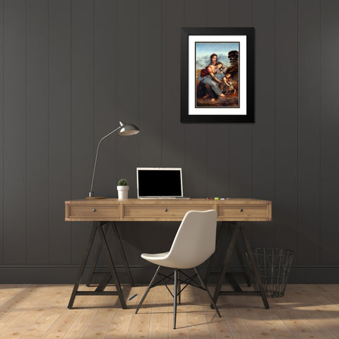 The Virgin and Child with Saint Anne Black Modern Wood Framed Art Print with Double Matting by da Vinci, Leonardo