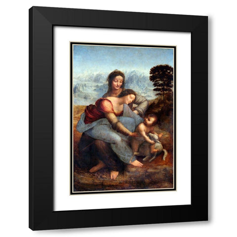 The Virgin and Child with Saint Anne Black Modern Wood Framed Art Print with Double Matting by da Vinci, Leonardo