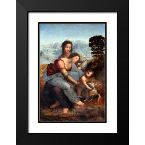 The Virgin and Child with Saint Anne Black Modern Wood Framed Art Print with Double Matting by da Vinci, Leonardo
