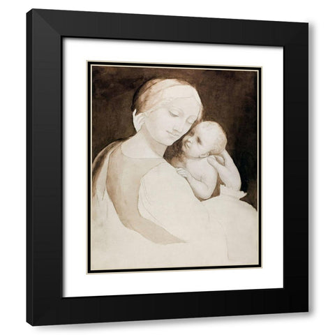 Madonna and Child-and Fragment of Woman’s Torso Black Modern Wood Framed Art Print with Double Matting by da Vinci, Leonardo