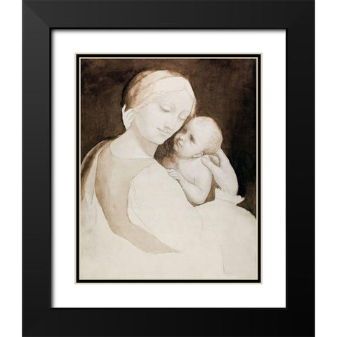 Madonna and Child-and Fragment of Woman’s Torso Black Modern Wood Framed Art Print with Double Matting by da Vinci, Leonardo